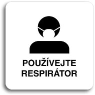 Accept Pictogram Use Respirator III (80 × 80mm) (White Plate - Black Print without Frame) - Sign