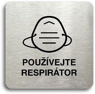Accept Pictogram Use Respirator IV (80 × 80mm) (Silver Plate - Black Print without Frame) - Sign
