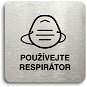 Accept Pictogram Use Respirator IV (80 × 80mm) (Silver Plate - Black Print without Frame) - Sign