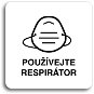 Accept Pictogram Use Respirator IV (80 × 80mm) (White Plate - Black Print without Frame) - Sign