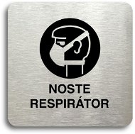 Accept  Wear Respirator Pictogram (80 × 80mm) (Silver Plate - Black Print without Frame) - Sign