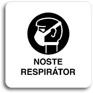 Accept Pictogram Wear Respirator (80 × 80mm) (White Plate - Black Print without Frame) - Sign