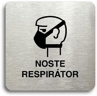 Accept Pictogram Wear Respirator II (80 × 80mm) (Silver Plate - Black Print without Frame) - Sign