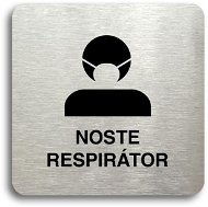 Accept Pictogram Wear Respirator III (80 × 80mm) (Silver Plate - Black Print without Frame) - Sign