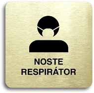 Accept Pictogram Wear Respirator III (80 × 80mm) (Gold Plate - Black Print without Frame) - Sign