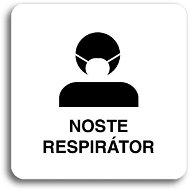 Accept Pictogram Wear Respirator III (80 × 80mm) (White Plate - Black Print without Frame) - Sign