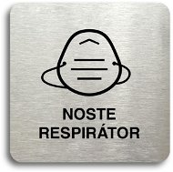 Accept Pictogram Wear Respirator IV (80 × 80mm) (Silver Plate - Black Print without Frame) - Sign
