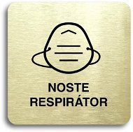 Accept Pictogram Wear Respirator IV (80 × 80mm) (Gold Plate - Black Print without Frame) - Sign