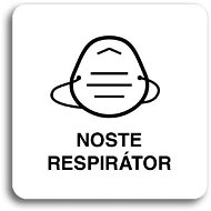 Accept Pictogram Wear Respirator IV (80 × 80mm) (White Plate - Black Print without Frame) - Sign
