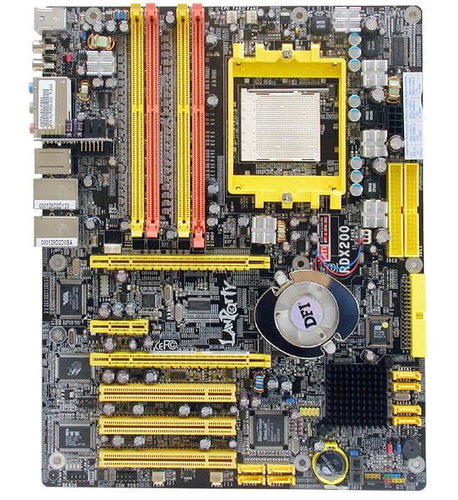 DFI LanParty UT RDX200 CF-DR - ATI Xpress 200 CrossFire/SB450 DualCh DDR, 2xPCIe x16, SATA RAID FW 2 - Motherboard - Main image