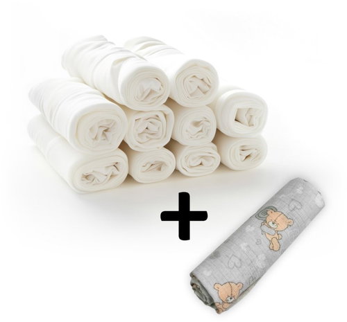 Baby Nellys Quality cotton diapers TETRA BASIC 60 × 80 cm, 10 + 1 pc random motif - Cloth Nappies - Main image