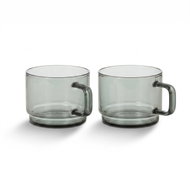AdHoc Impact Set of 2 Cappuccino Mugs, Dark Glass, 300ml - Set of Cups