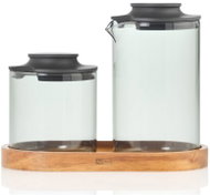 AdHoc Impact Sugar and Milk Set with Dark Glass and Acacia Tray, 250ml/180g - Spice Shaker