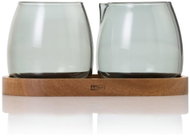 AdHoc Yuna Sugar and Milk Set with Dark Glass and Acacia Tray, 230ml/80g - Spice Shaker