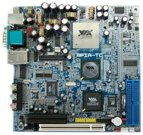 VIA EPIA TC10000 Mini ITX, integr. CPU VIA C3/Nehemiah 1GHz, VGA, 1x DDR266, audio, LAN, externí nap - Motherboard - Main image