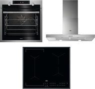 AEG Mastery SteamBake BCE558370M + AEG Mastery Bridge IKE64441FB + AEG Mastery DBB4950M - Oven, Cooktop & Kitchen Hood Set