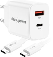 AlzaPower Fast Charge SET A121CA (20W + USB-C/C 60W Cable) white - Wall Charger