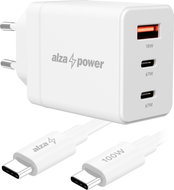 AlzaPower Fast Charge SET G611CCA (67W + USB-C/C 100W Cable) bílá - Nabíječka do sítě