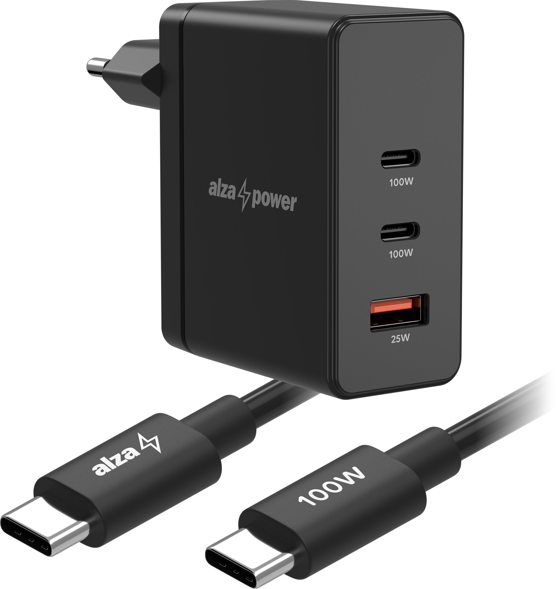Nabíječka do sítě AlzaPower Ultimate SET X620 (100W + USB-C/C 100W Cable) černá