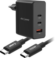 AlzaPower Fast Charge SET G711CCA (100W + USB-C/C 100W Cable) černá - Nabíječka do sítě