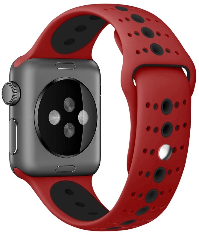 Eternico Apple Watch 42mm Silicone Polka dot Band Red Black