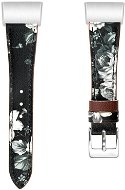 Eternico Fitbit Charge 3 / 4 Genuine Leather sivý kvetinový (Small) - Remienok na hodinky