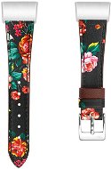 Eternico Fitbit Charge 3 / 4 Genuine Leather červený kvetinový (Large) - Remienok na hodinky