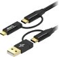 Dátový kábel AlzaPower MultiCore 4in1 USB 60W 480Mbps 2m čierny - Datový kabel