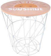 Home Styling Collection S úložným prostorem, drátěný koš s víkem, sluníčko, průměr 30 cm, růžový - Kids' Table