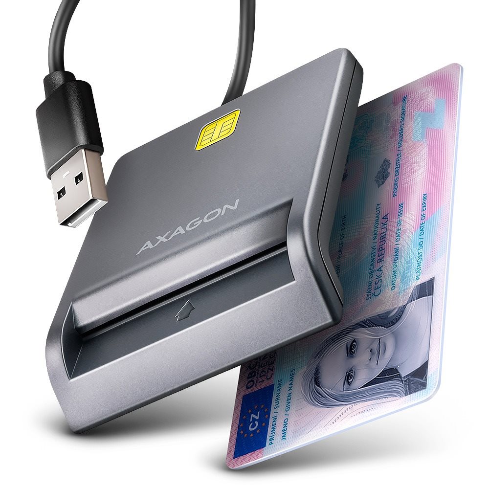 AXAGON CRE-SM3T Smart card / ID card FlatReader, USB-A cable 1,3 m
