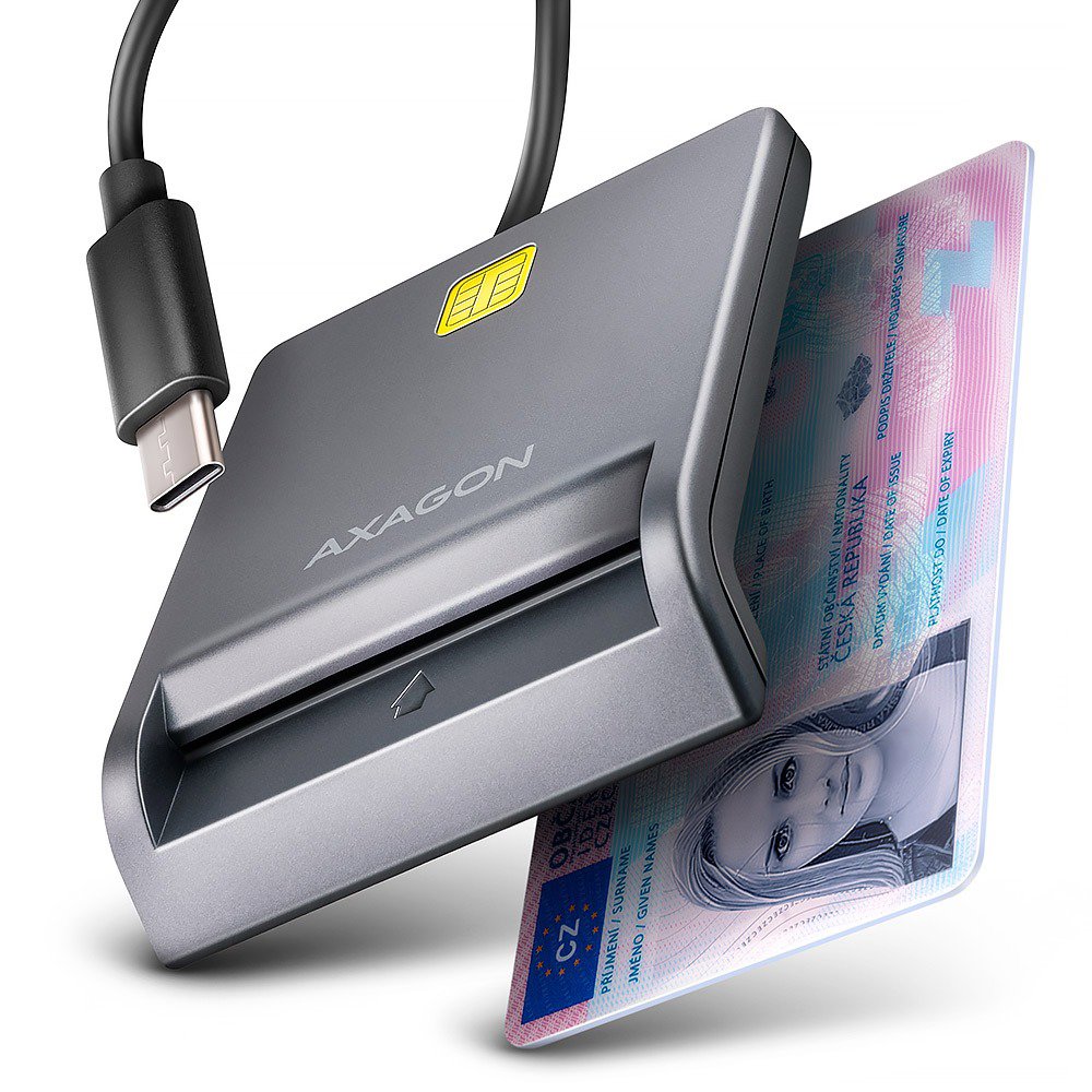 AXAGON CRE-SM3TC Smart card / ID card FlatReader, USB-C cable 1,2 m