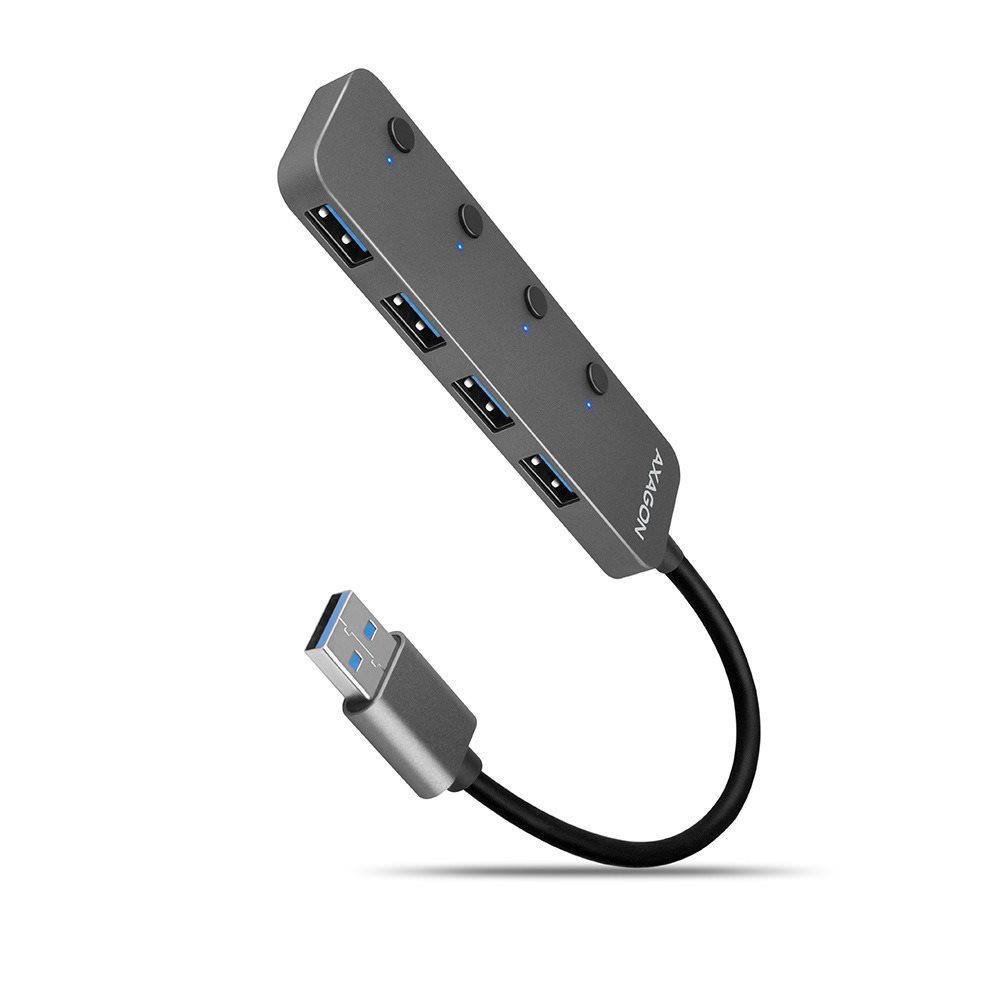 AXAGON HUE-MSA SWITCH Hub USB-A, metal