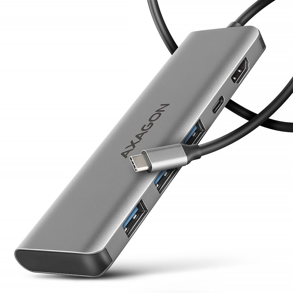 AXAGON HMC-5H, 5-in-1 Hub, USB-C 5Gbps, 3x USB-A, HDMI 4k/30Hz, PD 100W, USB-C cable 100cm