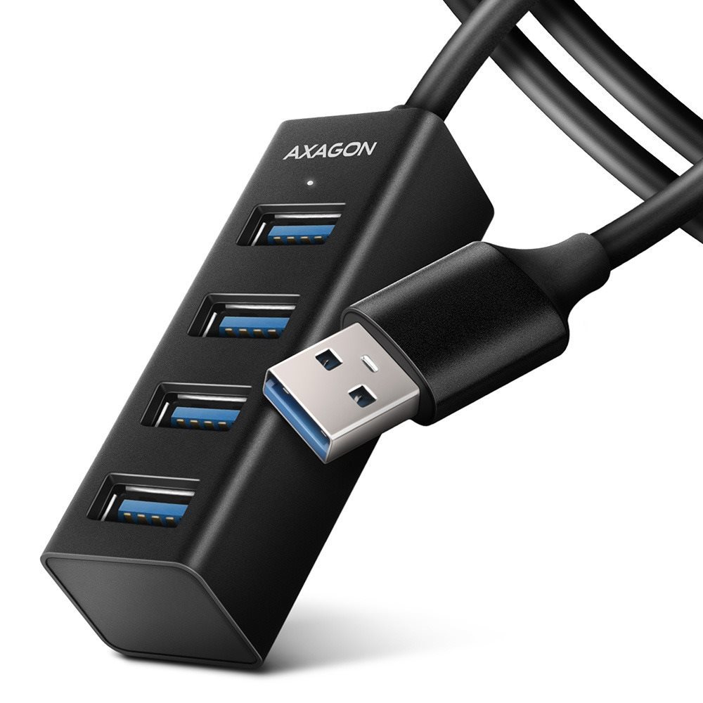 AXAGON HUE-M1AL SuperSpeed USB-A to 4-port MINI Hub, metal, 1,2m cable