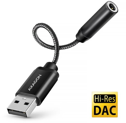 AXAGON ADA-HA, Hi-Res DAC audio adapter, 384kHz/32bit stereo, USB-A to 3.5mm jack - Externe Soundkarte - Hauptbild