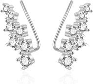 Agato Silver longitudinal earrings with cubic zirconia AGT-E049VW (Ag925/1000, 1,65 g) - Earrings
