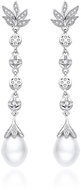 Agato Silver earrings with cubic zirconia and pearl AGT-E121PW-P (Ag925/1000, 5,74 g) - Earrings