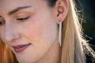 Agato Strass long earrings with cubic zirconia AGT-E148PW (Ag925/1000, 4,85 g) - Earrings