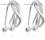 Agato Silver dangle earrings with cubic zirconia AGT-E025KKW (Ag925/1000, 3,75 g) - Earrings