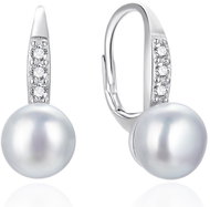 Agato Silver dangle earrings with pearls and zircons AGT-E093LW-P (Ag925/1000, 3,3 g) - Earrings