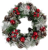 Aga Vánoční věnec 36 cm, červený se šiškami - Christmas Wreath