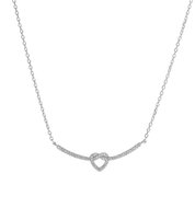 AGAIN Jewelry Silver necklace with glittering heart AJNA0006 (Ag925/1000, 3,13 g) - Necklace