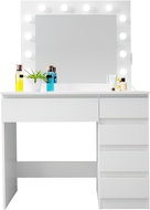 Aga Toaletní stolek se zrcadlem, osvětlením a el.zásuvkou Lesklý bílý 1/2 - Dressing Table