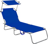 Aga Garden recliner with canopy blue - Garden Lounger