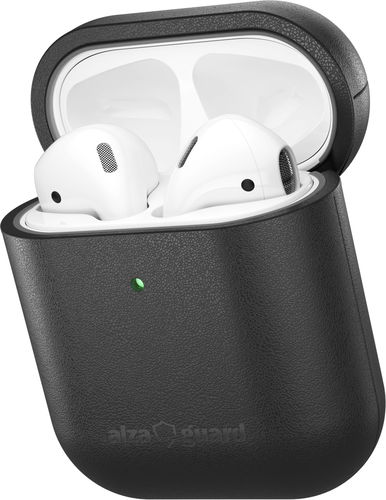 AlzaGuard Genuine Leather Case für AirPods 1. und 2. Generation schwarz - Kopfhörer-Hülle - Hauptbild