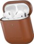 Headphone Case AlzaGuard Genuine Leather Case pro AirPods 1. a 2. generace sedlově hnědé - Pouzdro na sluchátka