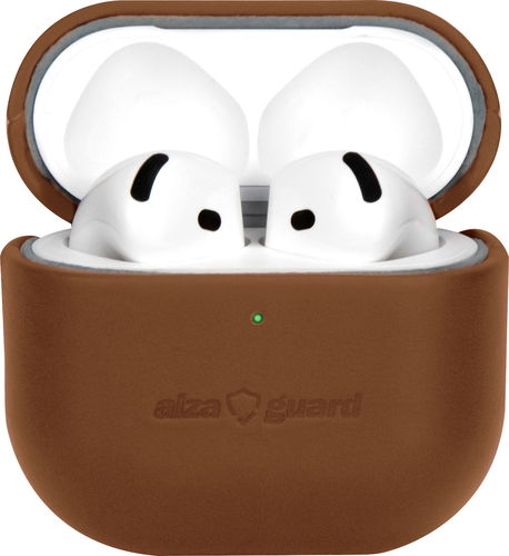 AlzaGuard Genuine Leather Case für AirPods 4 sattelbraun - Kopfhörer-Hülle - Hauptbild