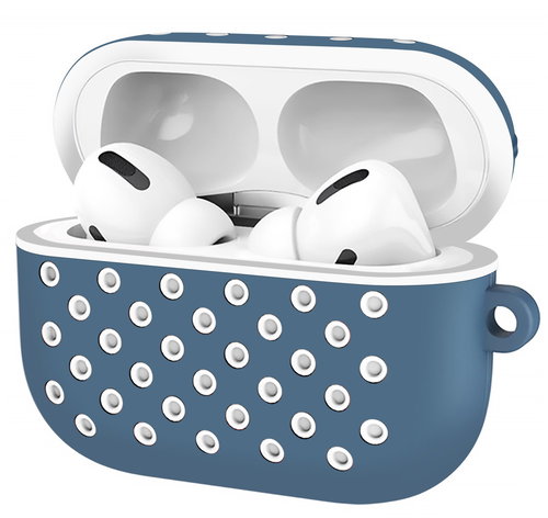 AlzaGuard Silicon Polkadot Case for Airpods Pro, Blue and White - Headphone Case - Main image