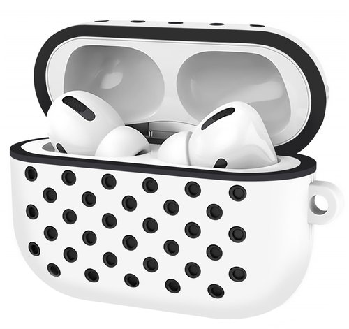 AlzaGuard Silicon Polkadot Case for Airpods Pro, White and Black - Headphone Case - Main image
