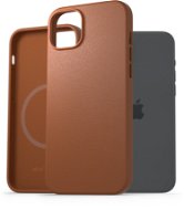 AlzaGuard Genuine Leather Case with Magsafe für das iPhone 15 Plus sattelbraun - Handyhülle